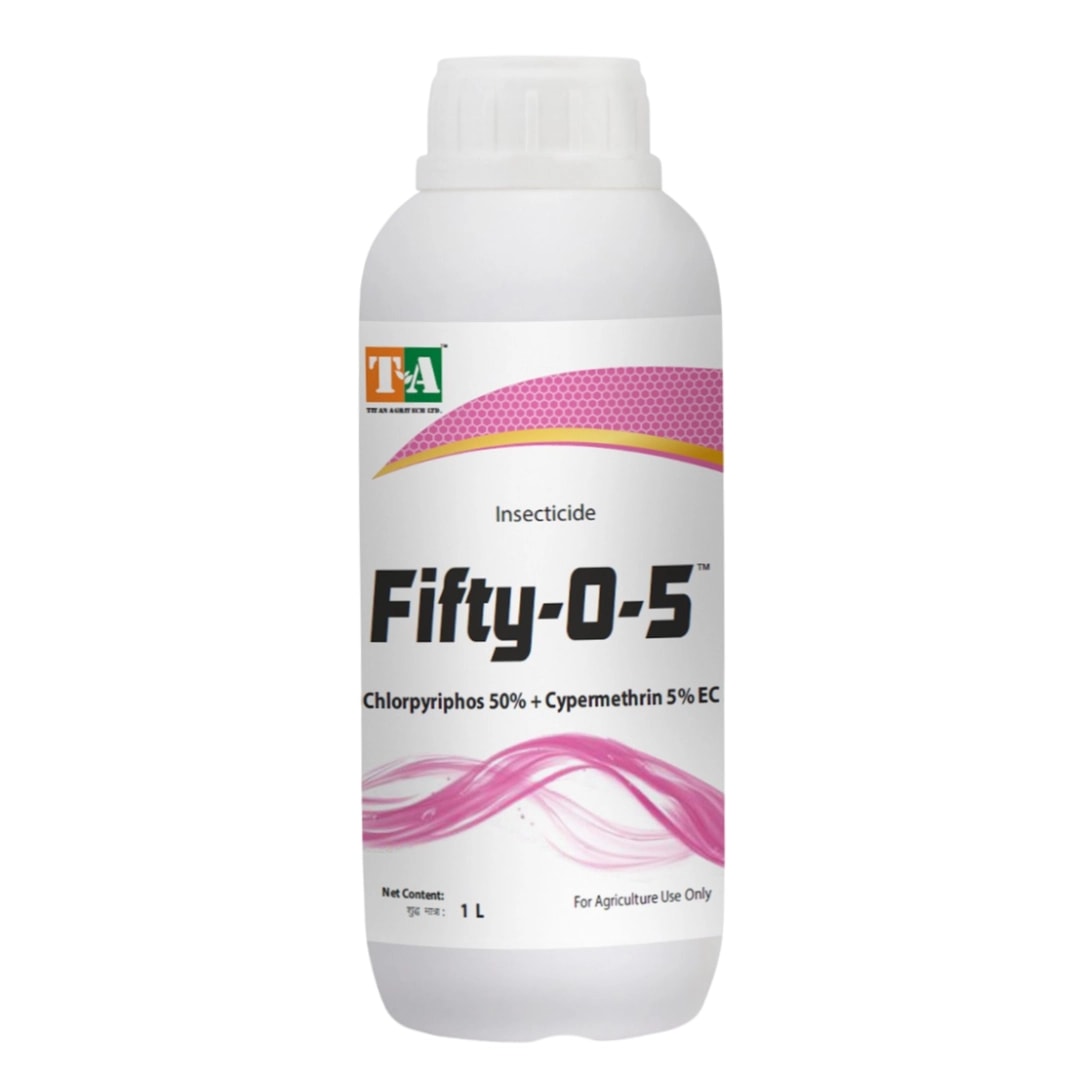 Titan Agritech Fifty-O-5 Chlorpyriphos 50% + Cypermethrin 5% EC Insecticide, Controls For Sucking And Chewing Pests