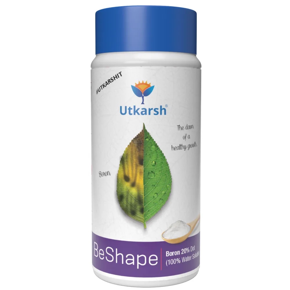 Utkarsh BeShape (Disodium Octaborate Tetrahydrate Boron 20%) (100% Water Soluble Foliar Spray), Helps With Pollination, and Fruit and Seed Development