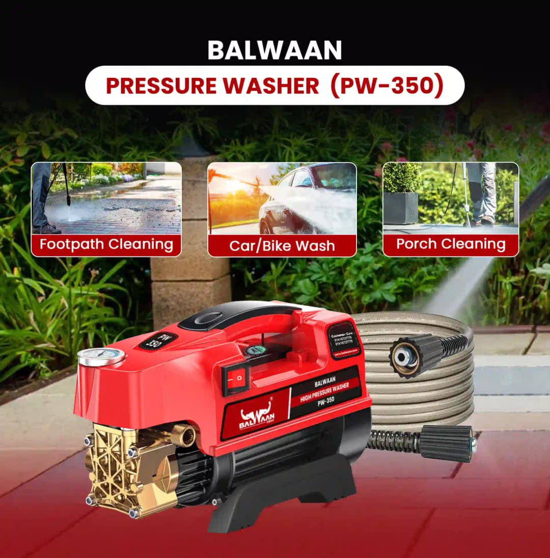 Balwaan PW-350 Pressure Washer, Brass Pump Head 1800w Motor, Idle For Car Wash and Cleaning Purposes - Image 5