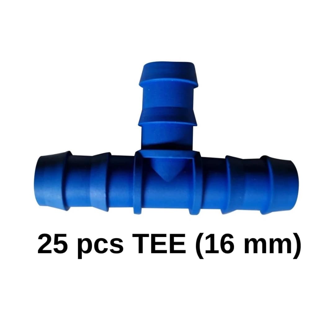 Radhe Agri Drip Irrigation Accessories Set 16mm, ABS Plastic, Multicolour, Elbow, Straight Connector, End Cap, Tee, Drip Cock (Each 25 Pcs) - Image 5