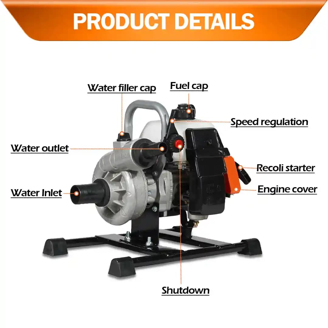 Neptune 43CC Portable Water Pump 1.5 Inch Outlet, Powerful 2 Stroke Petrol Engine, Maximum Discharge 135 L.min Ideal for Farming, Draining & Gardening - Image 7