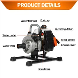 Neptune 43CC Portable Water Pump 1.5 Inch Outlet, Powerful 2 Stroke Petrol Engine, Maximum Discharge 135 L.min Ideal for Farming, Draining & Gardening 7