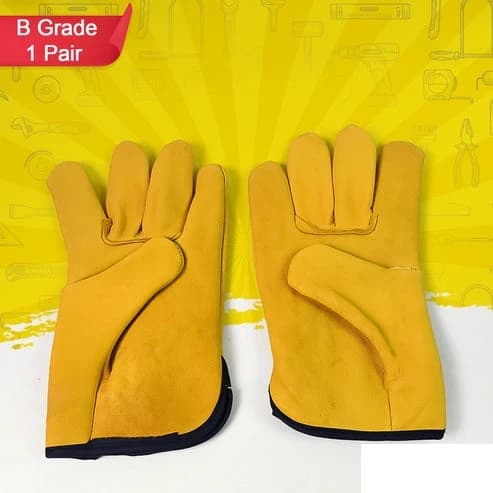 Gardening Work Gloves For Men & Women, Heavy Duty Leather Safety Gloves, (B Grade - 1 Pair) - Image 5
