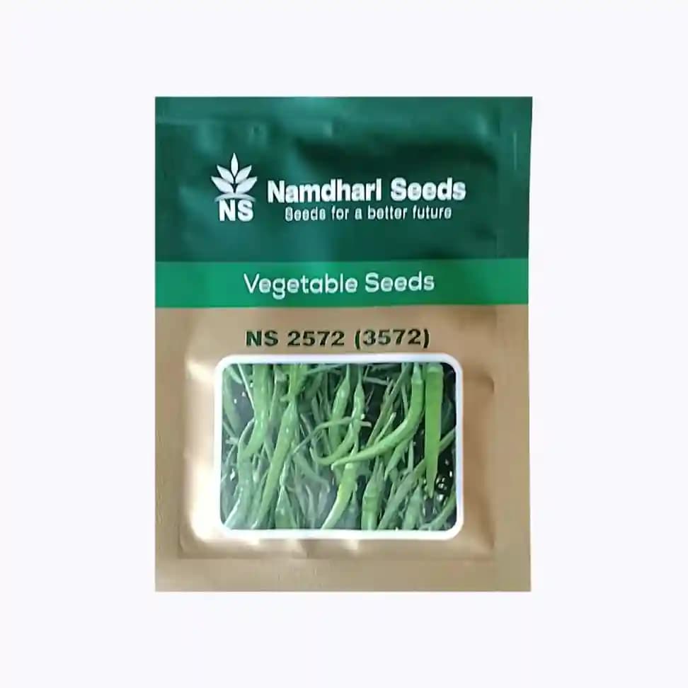 Namdhari Chilli NS 2572 (3572) F1 Hybrid Seeds, Best Suited for Dual Purpose, Green Fresh & Red Dry (1500 Seeds) - Image 1