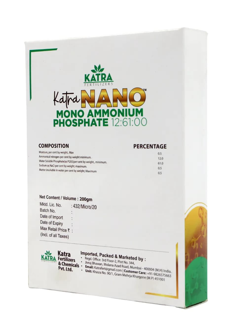 Katra Nano NPK 12:61:00 MAP Mono Ammonium Phosphate 100% Water Soluble Complex Fertilizer for Plants. - Image 2