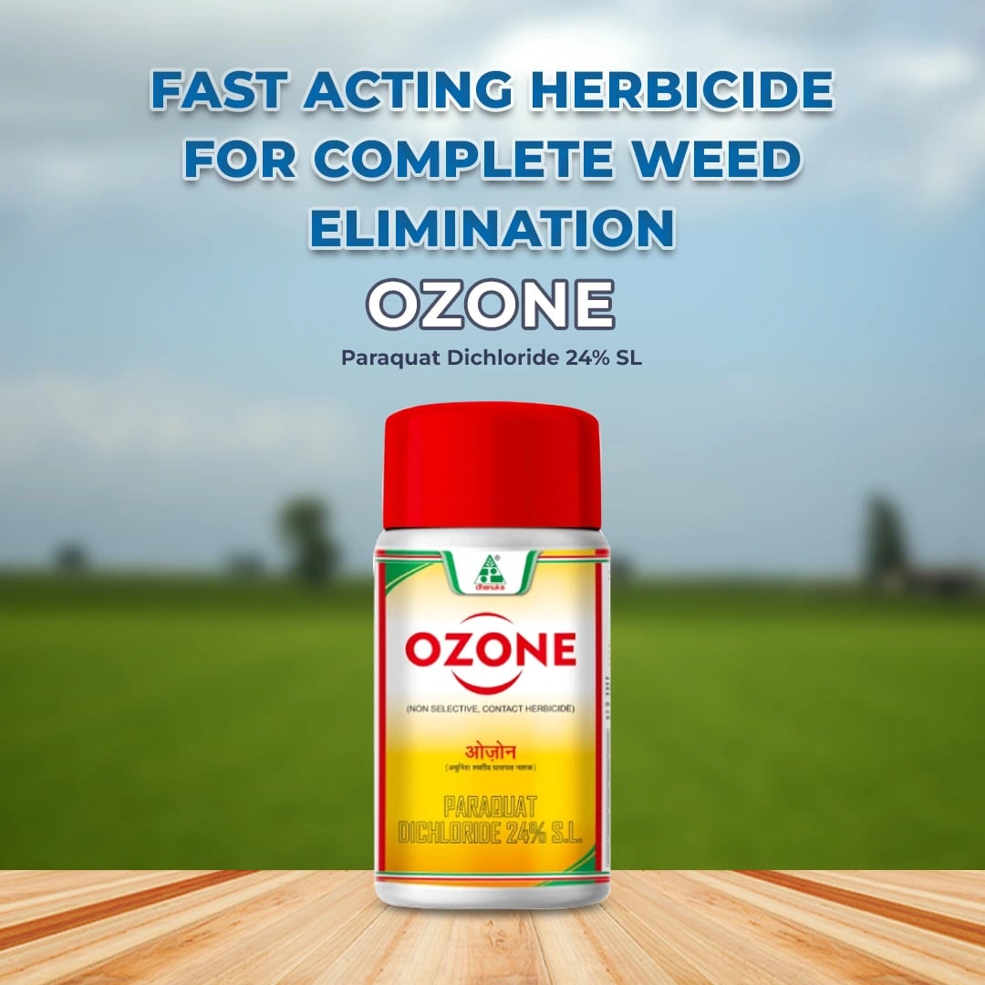Dhanuka Ozone Herbicide (Paraquat Dichloride 24% SL) Non Selective Contact Herbicide Controlling Broadleaf Weeds & Grasses