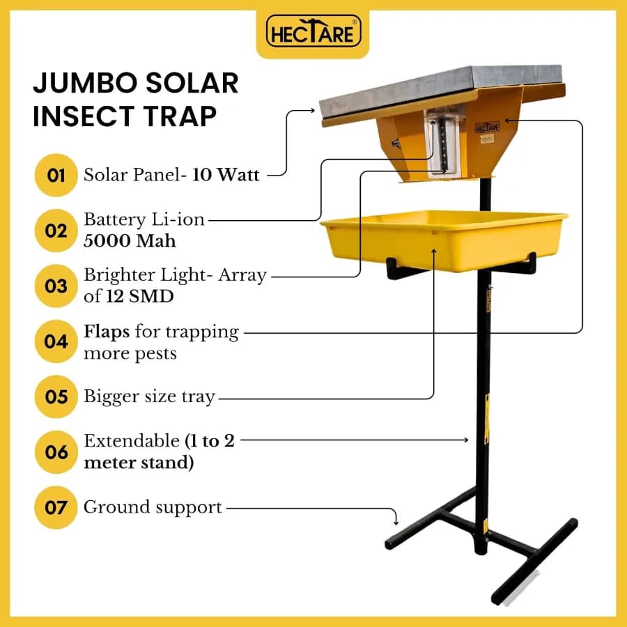 Hectare Automatic Solar Insect Trap with 10 watt Solar Panel UV Light. To capture all types of Insects of Crops. - Image 4