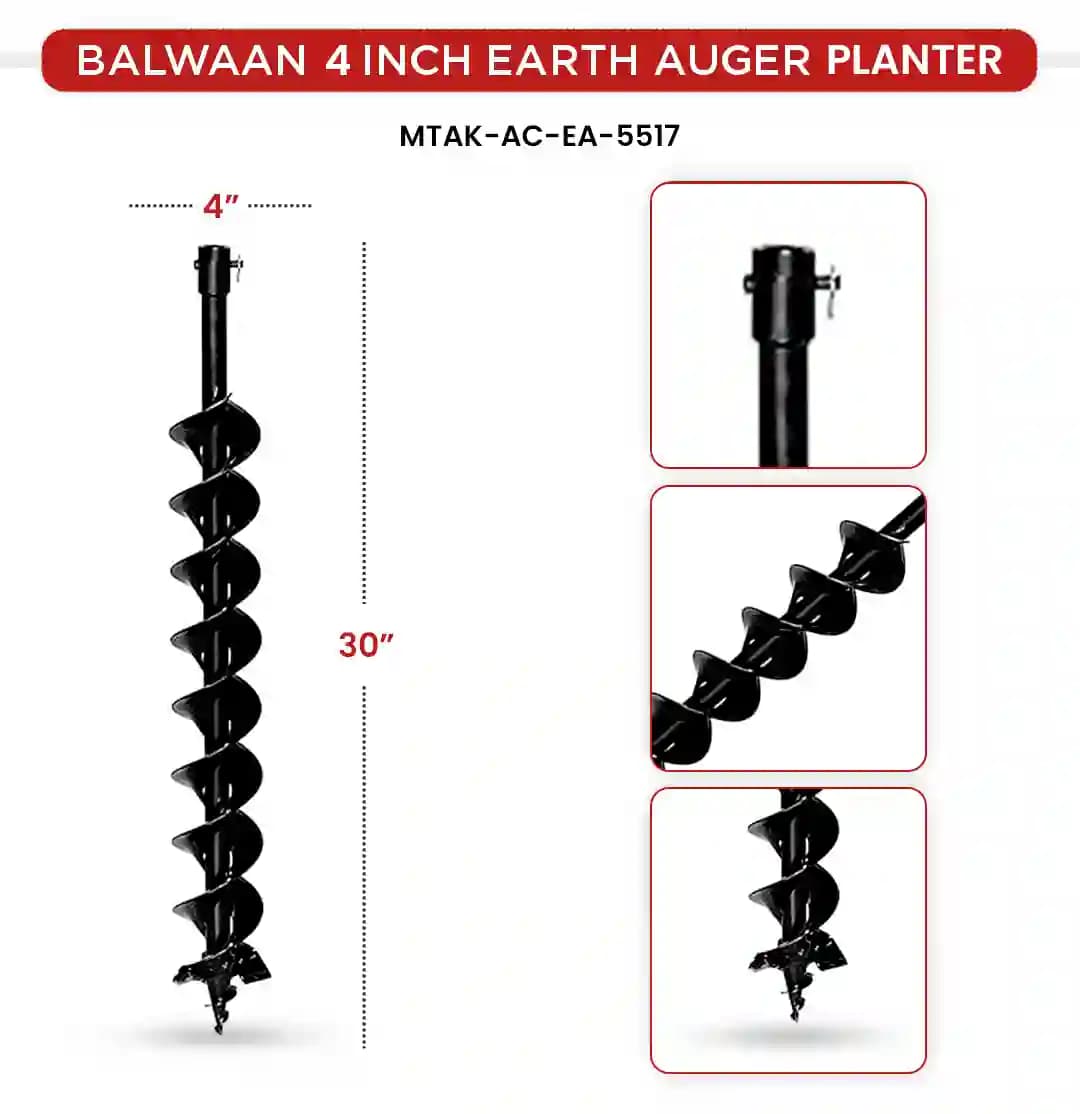Balwaan PT-4D Double Spiral Planter, 4 Inch Earth Auger, Heavy-Duty, Faster Drilling And Durable - Image 7