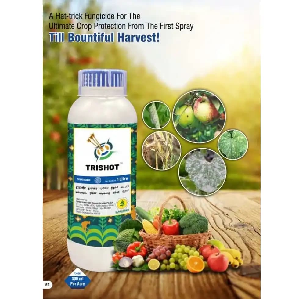 Sudarshan Trishot Trifloxystrobin 10% + Difenconozole 12.5% + Sulfur 3% SC Fungicide, Effective Against A Wide Range Of Fungal Diseases - Image 3