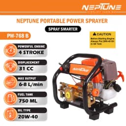 Neptune PW-768B 4-Stroke Portable Power Sprayer, 31CC Petrol Engine, 15 Meter Hose, High Pressure Up To 35 Feet Spray, Ideal For Farming & Garden 3