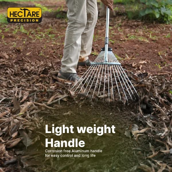 Hectare Precision 15 Tine Stainelss Steel Telescopic Metal Rake, 31 to 64 Inch Adjustable Expanding Handle Rake For Quick Clean Up of Lawn, Garden - Image 7