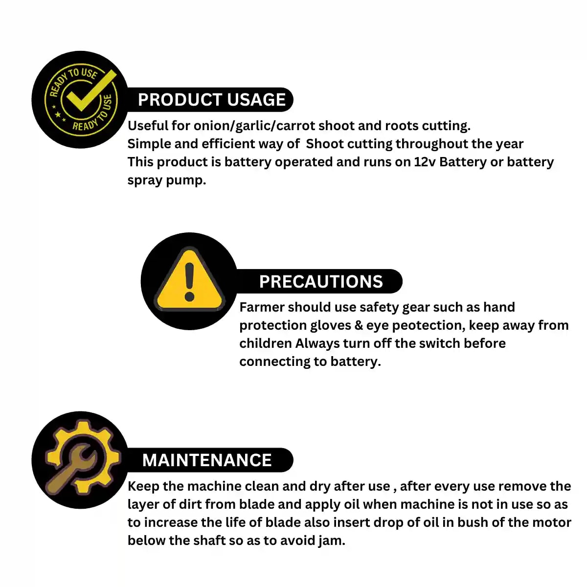 FARMIO Battery Operated Onion & Garlic Leaves Cutting Machine, Works on 12V Battery, 8500RPM Speed, Easy to use