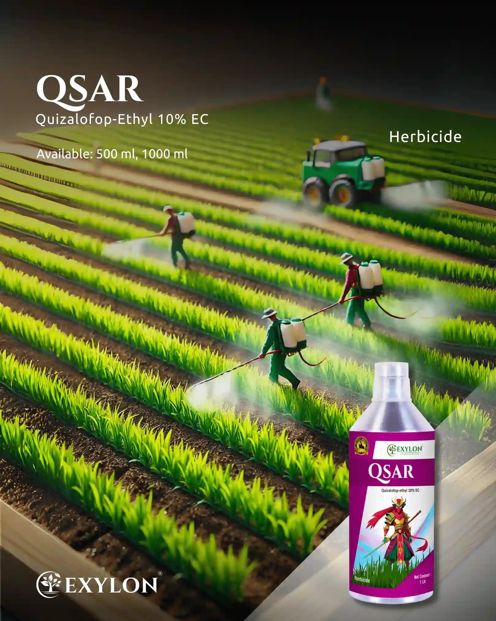 Exylon Qsar Quizalofop-Ethyl 10% EC Herbicide, Controls Grass Weeds In Broadleaf Crops