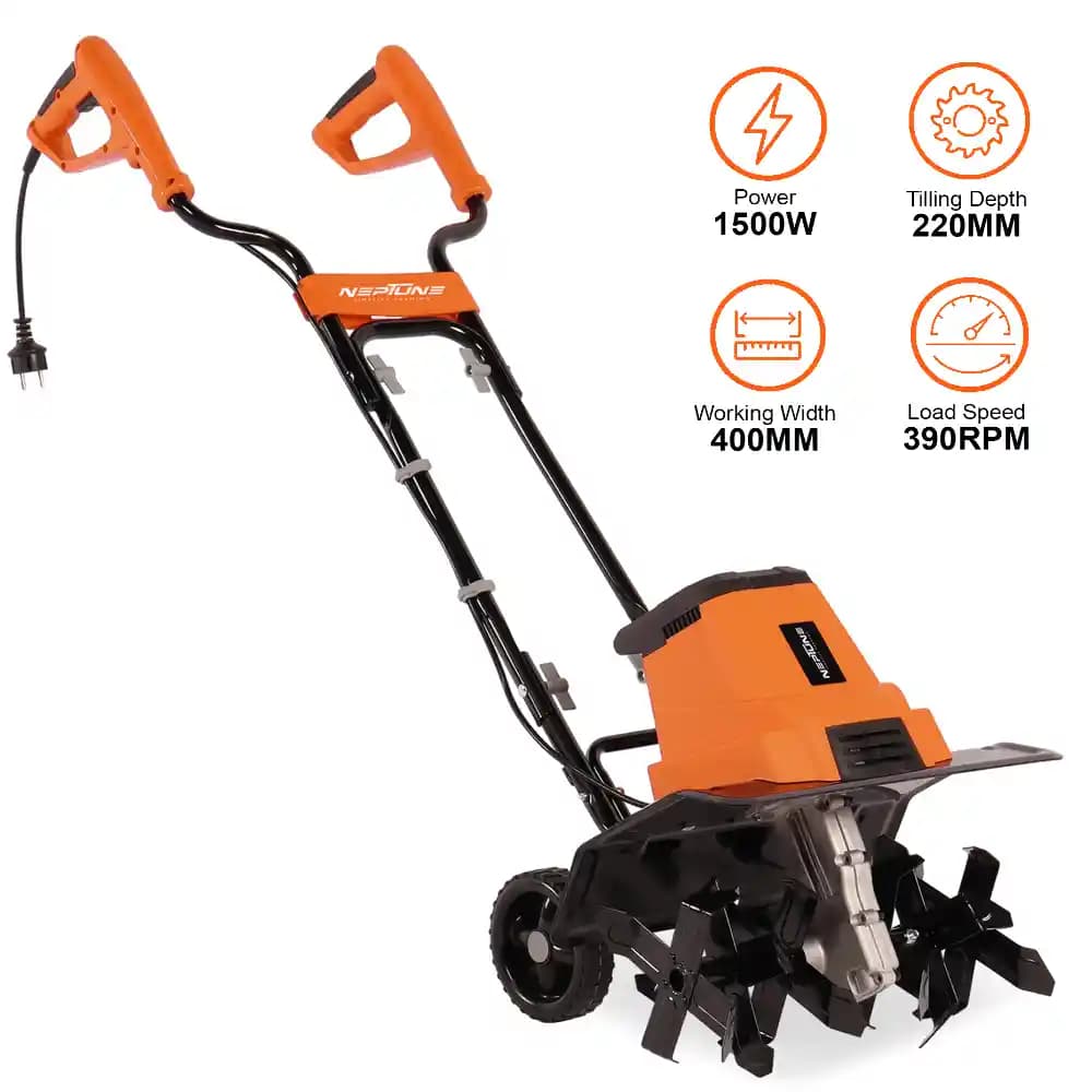Neptune NC-41E 1500W Electric Portable Mini Garden Tiller with 6 Blades, Flexible Working Width 45cm, Depth 22cm, Ideal for Soil Preparation & Tilling - Image 10