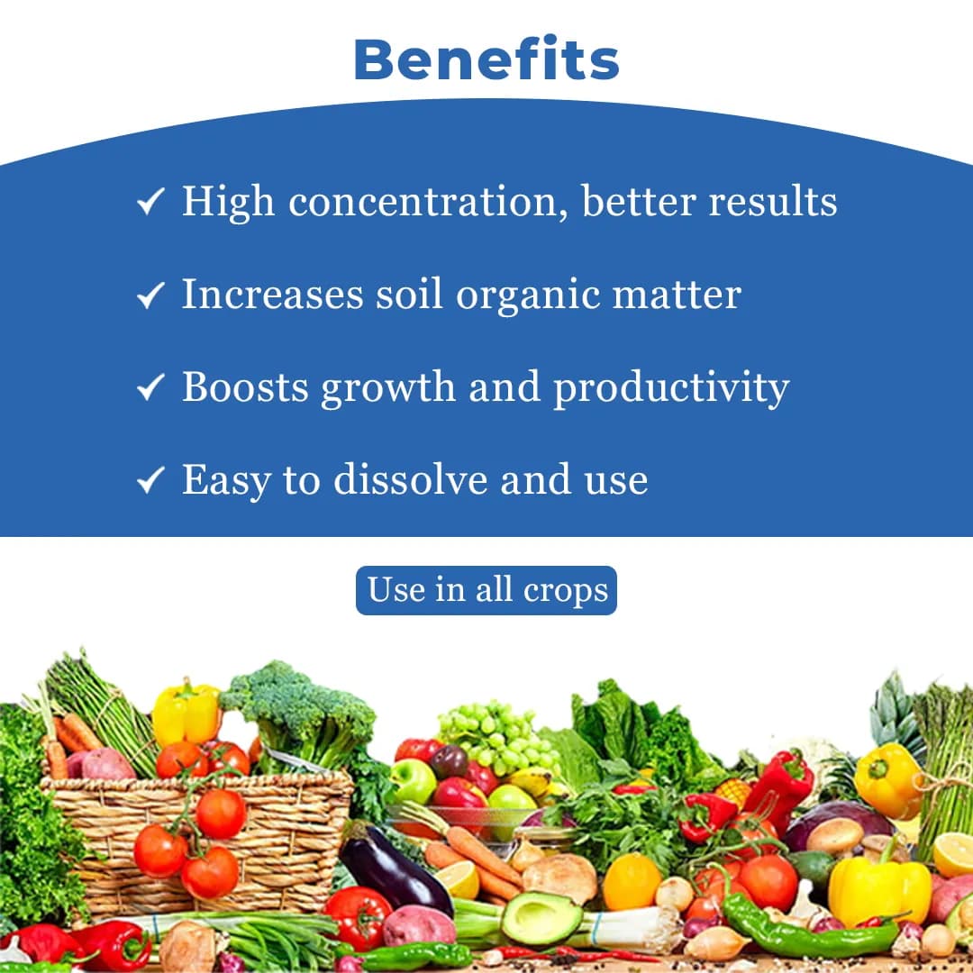इम्पोर्टेड सुपर पोटैशियम ह्यूमेट 98% फ्लेक्स, ह्यूमिक एसिड 70%, फुलविक 6%, पीजीआर - पौधों की वृद्धि संवर्धक (25 किलोग्राम ढीला बैग)। - Image 4