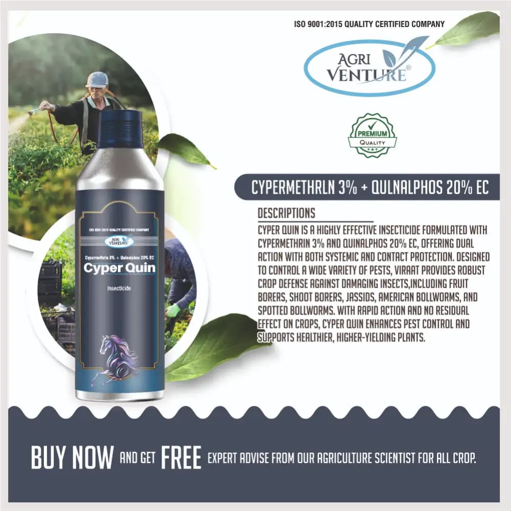 Agriventure Cyper Quin Cypermethrin 3% + Quinalphos 20% EC Insecticide, Effective Pest Control In Crops - Image 2