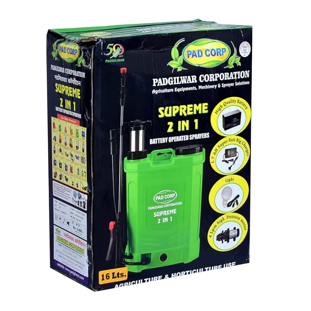 Pad Corp Supreme 2 In 1 Battery Operated Sprayer, 12Volt x 8Amp, 16 Liter Capacity - Image 4