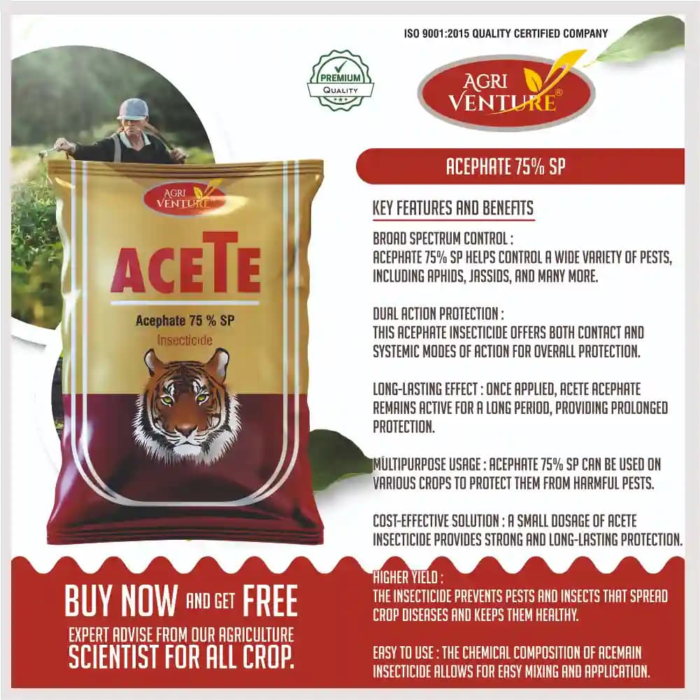 Agriventure ACETE Acephate 75% SP Insecticide, Broad Spectrum Systemic And Long Lasting Protection Against Insects - Image 3