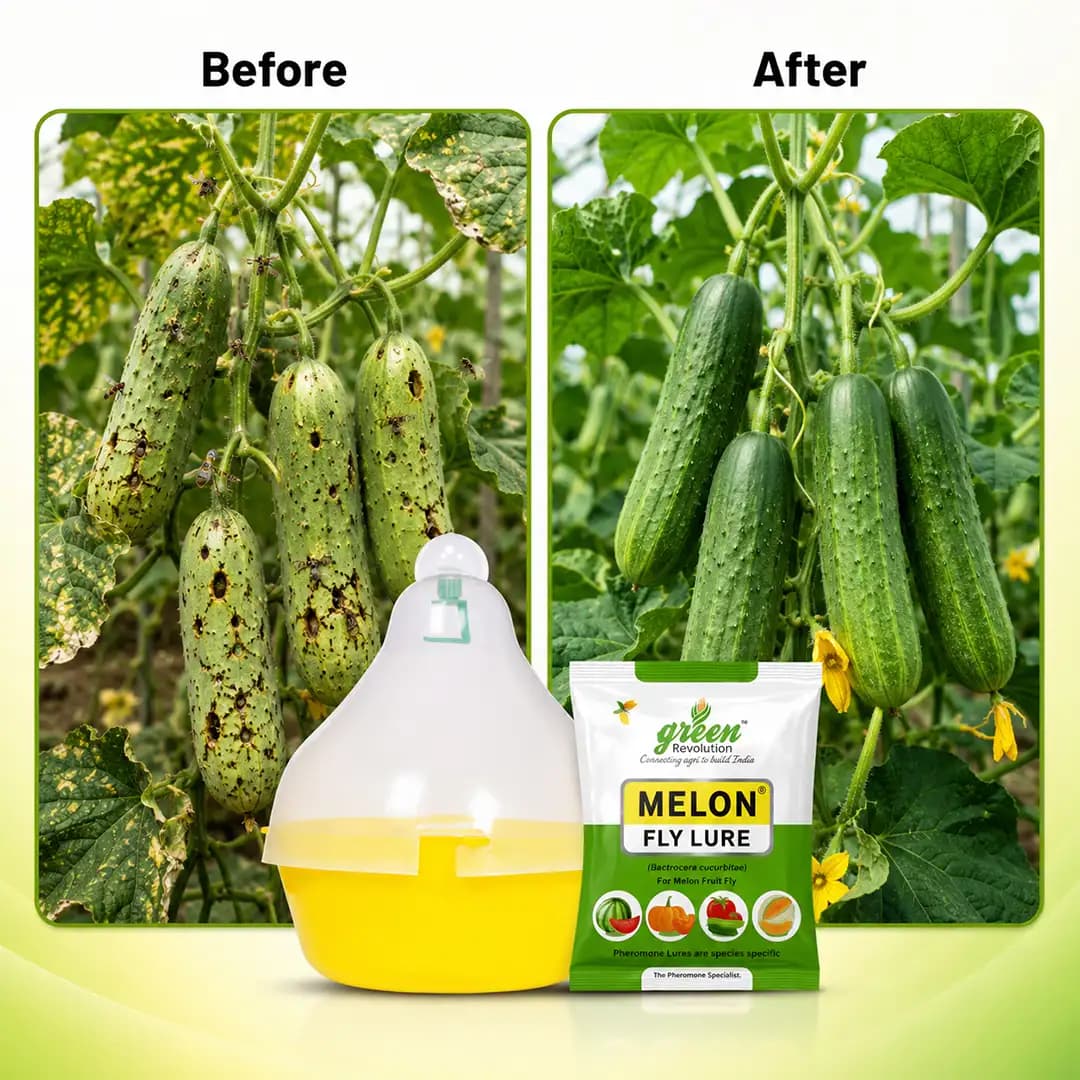 மேக்ஸ்பிளஸ் ட்ராப் மெலன் ஃப்ளை ல்யூர், பாக்ட்ரோசெரா குகர்பிட்டே கட்டுப்பாட்டிற்கு, தர்பூசணி, முலாம்பழம், வெள்ளரிக்காய், சுரைக்காய், பூசணிக்காய், அனைத்து காய்கறிகள் - Image 9