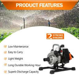 Neptune 43CC Portable Water Pump 1.5 Inch Outlet, Powerful 2 Stroke Petrol Engine, Maximum Discharge 135 L.min Ideal for Farming, Draining & Gardening 3