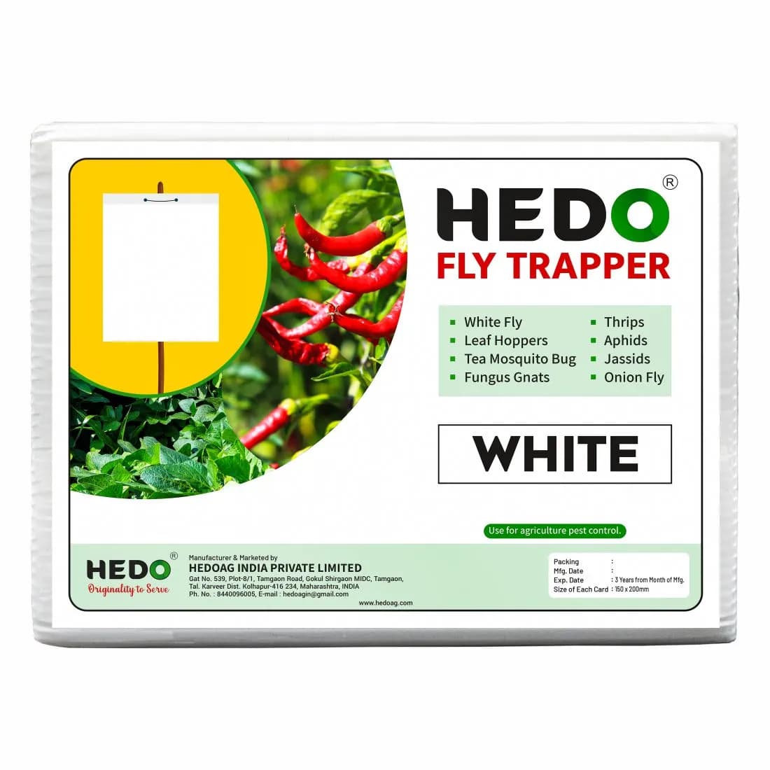 HEDO Eco A5 Size White Sticky Trap For Flower Thrips, Black Thrips & Plant Bugs, Best For Organic Vegetable And Fruits Farming Pest Control - Image 1