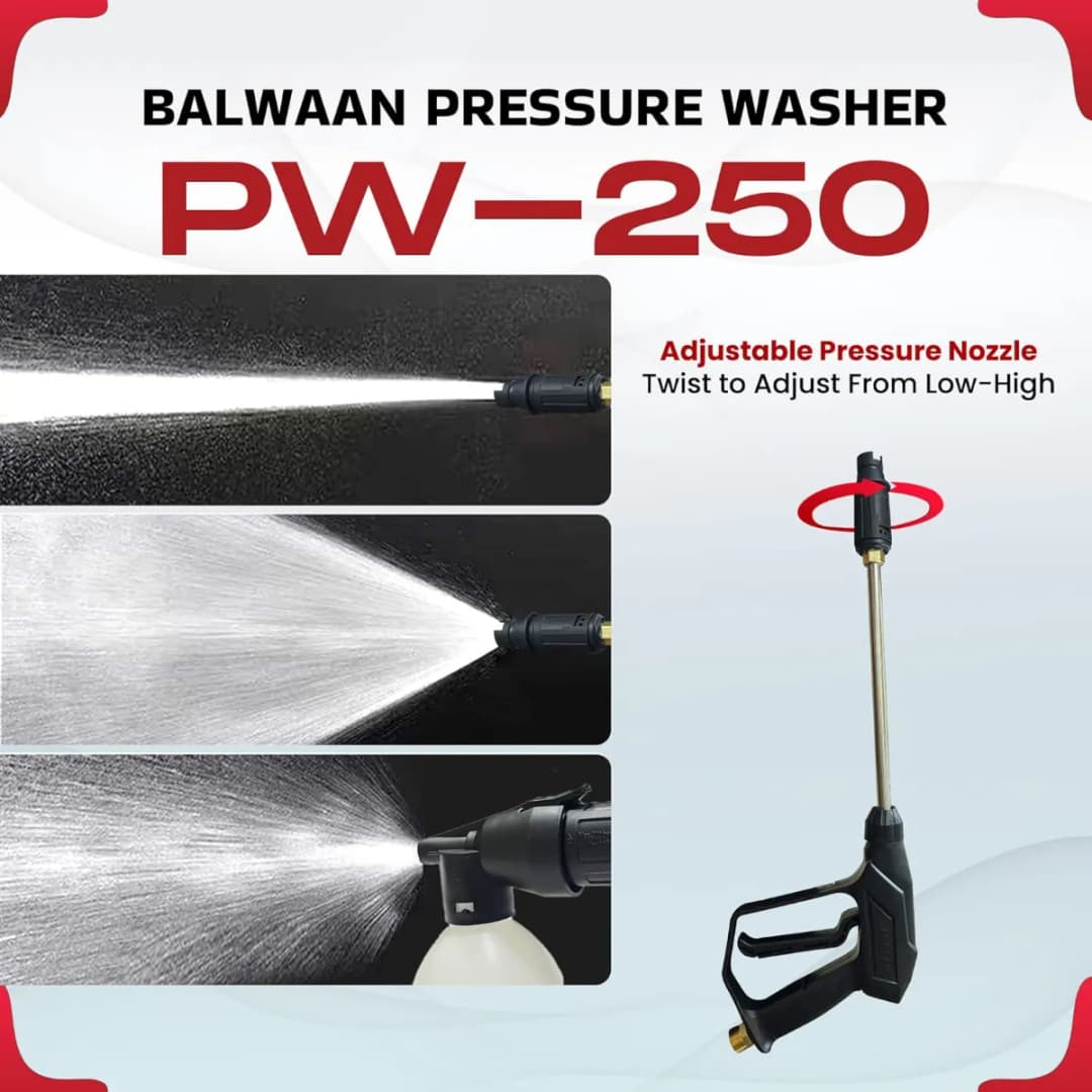 Balwaan PW-250 Pressure Washer, 120-150 Bar Rated Pressure, 1800W Motor, Compact And Powerful, Less Water Consumption - Image 3