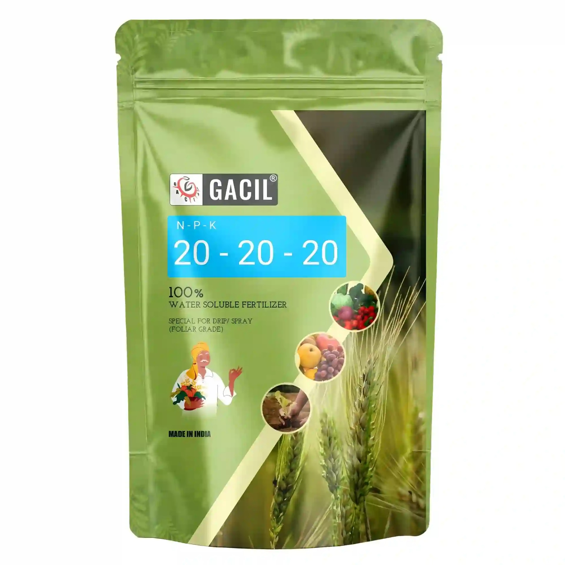 GACIL NPK 20:20:20 Water Soluble Fertilizer Balanced Plant Growth Booster For Vegetables, Fruits, Flowers & Field Crops