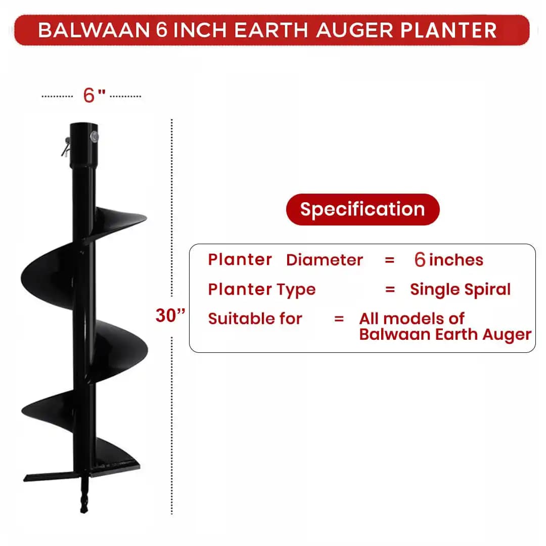 Balwaan PT-6 Single Spiral Earth Auger Planter, 6 Inch Width, Heavy Duty, Durable And Rust Resistant - Image 5