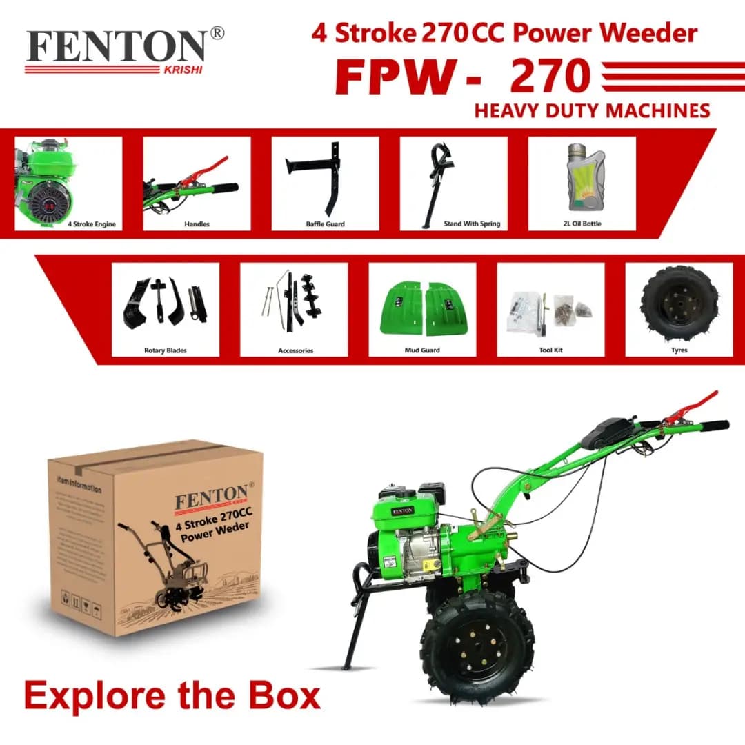 Fenton Krishi FMW-270 Mini Weeder, 270CC, 4-Stroke, 9HP Engine, 3.6L Fuel Tank, Best For Cultivation And Rotary And PTO - Image 4