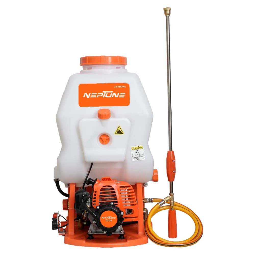 Neptune Model-708 Knapsack Power Sprayer, 2-Stroke 26CC Petrol Engine, 20L Tank, 2 Types Spray Guns Included, Ideal for Farming, Agriculture & Garden