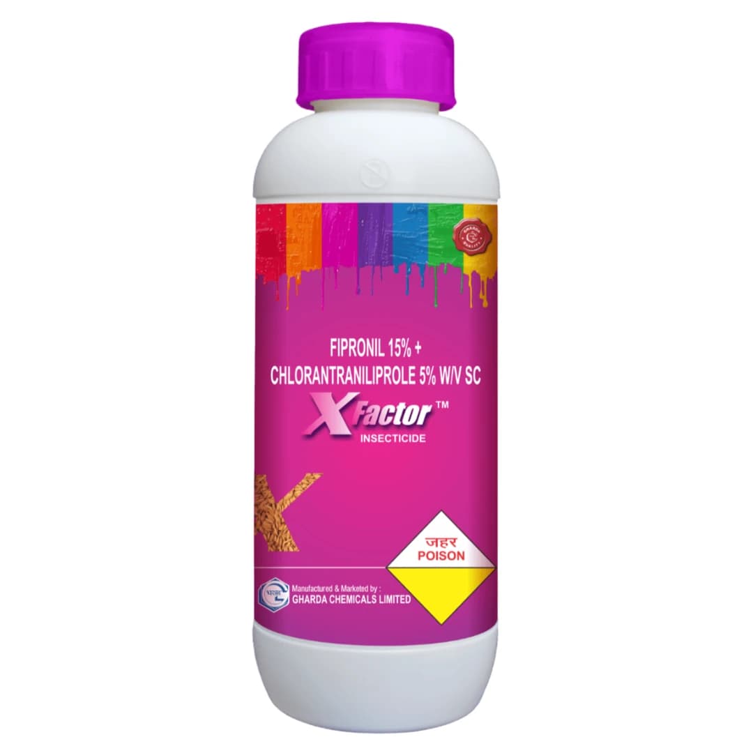 Gharda XFactor Fipronil 15% + Chlorantraniliprole 5% SC Insecticide, Control Sucking And Chewing Pests In Crops - Image 1