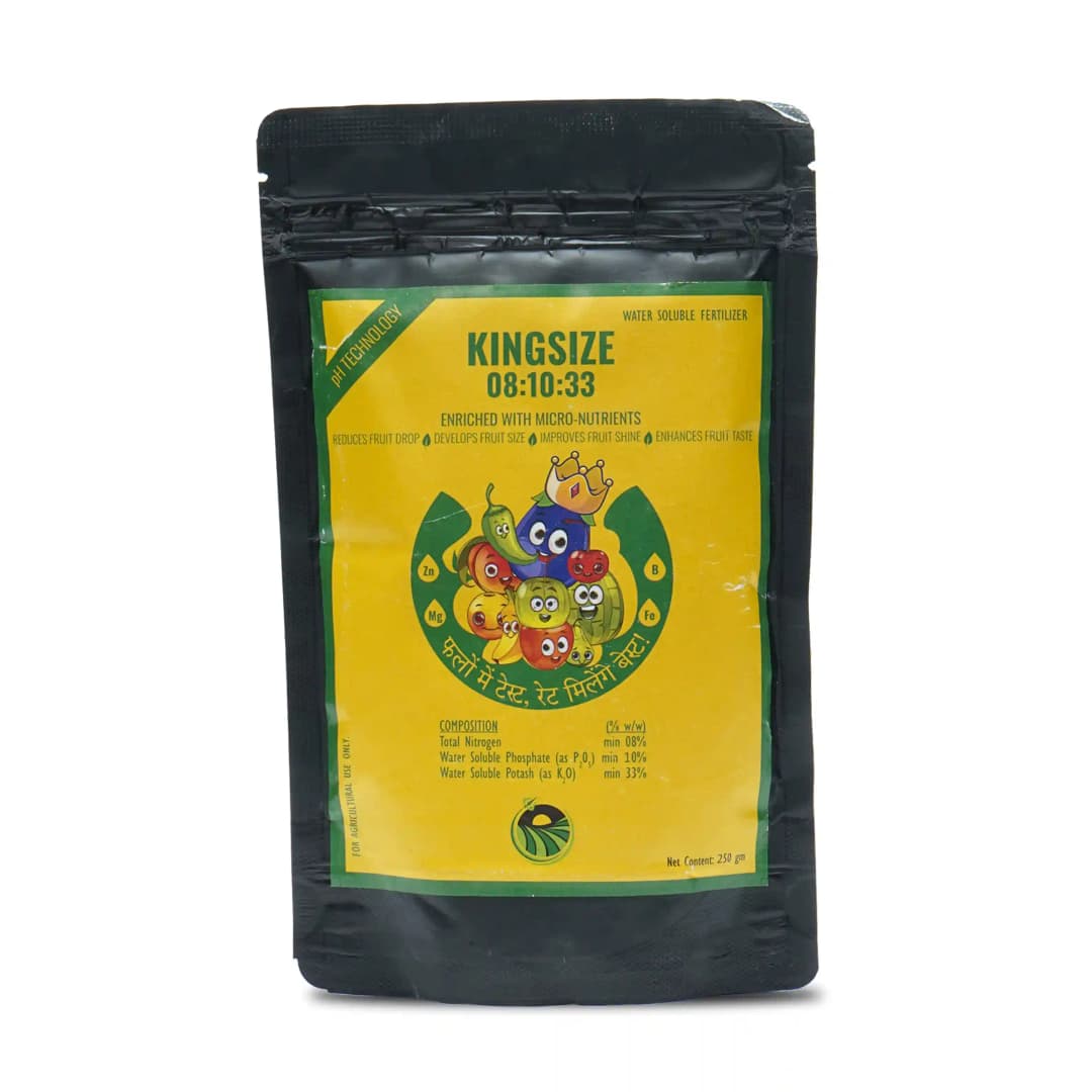 Biowall Kingsize NPK 08:10:33 Water Soluble Fertilizer, Enriched With Micronutrients & Anti Fruit Drop