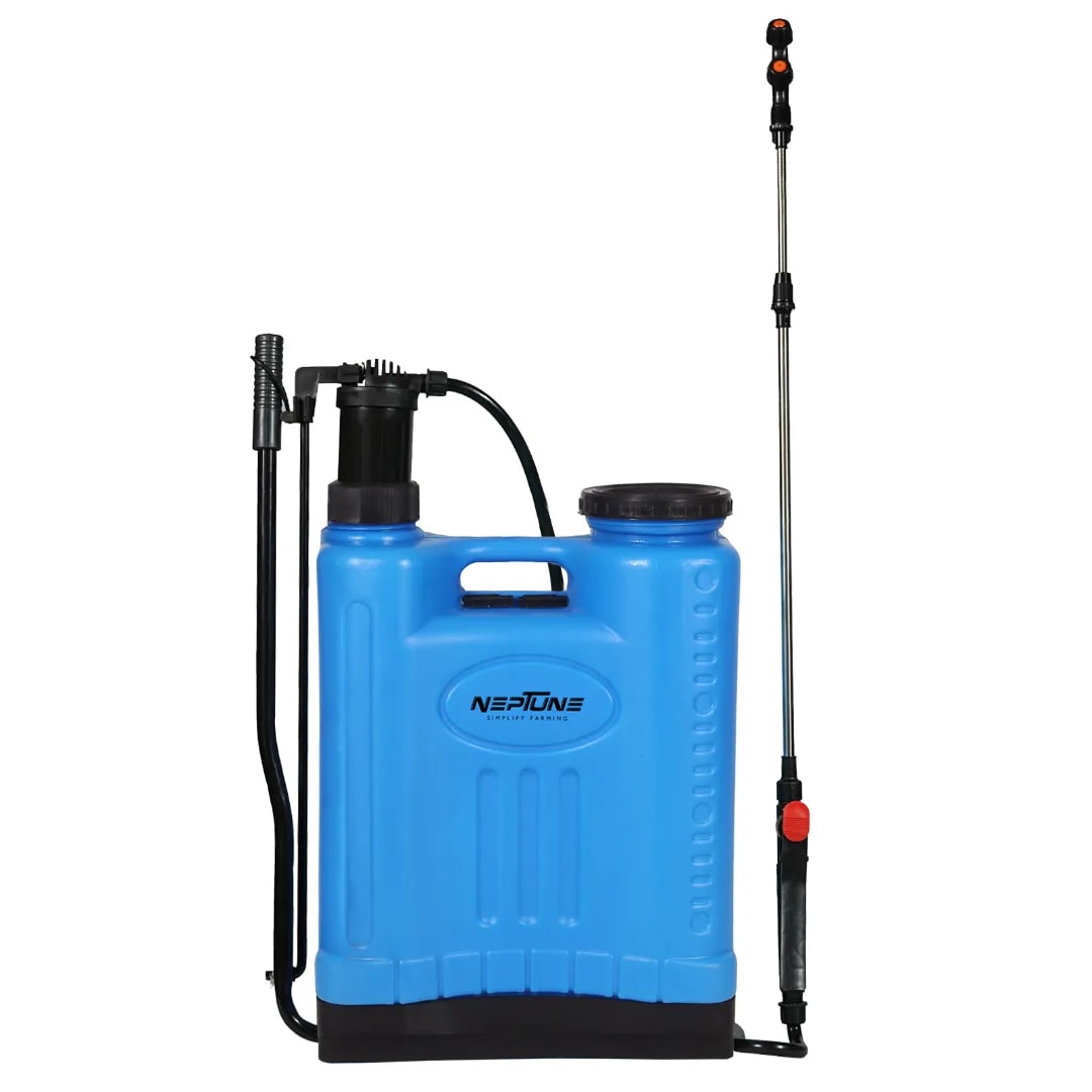 Neptune NF-10B Manual Knapsack Sprayer, Hand-Operated High-Pressure Pump, 16L Tank, Telescopic Lance with 3 Nozzles, Ideal for Farming, Gardening
