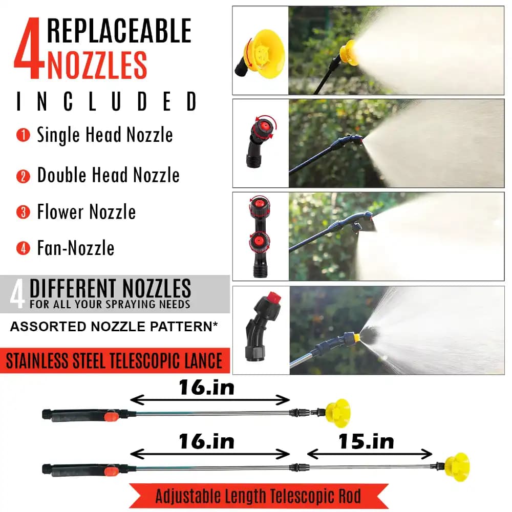 Neptune Model-13 Knapsack Battery Sprayer 12V 12Amp, 20L Tank, Telescopic Lance with 4 Nozzles, Ideal for Farming & Garden Spraying (Color May Vary) - Image 3