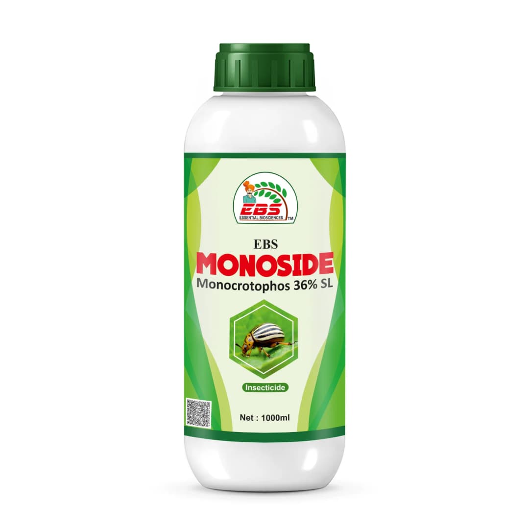EBS Monoside Monocrotophos 36% SL Insecticide, Controls for Brown Plant Hopper, Green Leaf Hopper, Bollworms, Aphid, Jassid, Thrips, Whitefly.