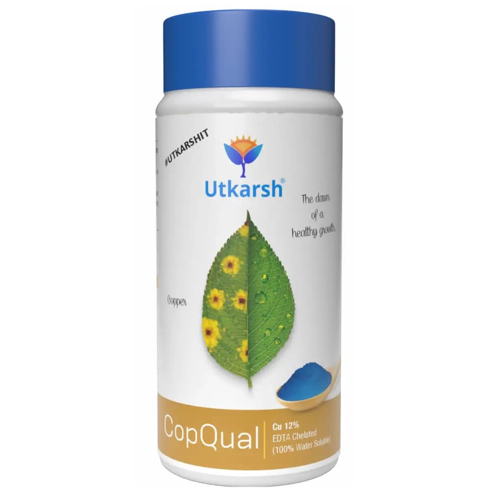 Utkarsh CopQual (Copper- Cu 12% EDTA Chelated Fertilizer) 100% Water Soluble Foliar Spray, Prevents Copper Deficiencies
