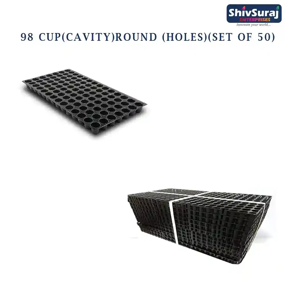 शिवसूरज 98 कैविटी सीड्लिंग ट्रे, गोल आकार के छेद वाली ट्रे, नर्सरी ट्रे, बीज बोने के लिए।