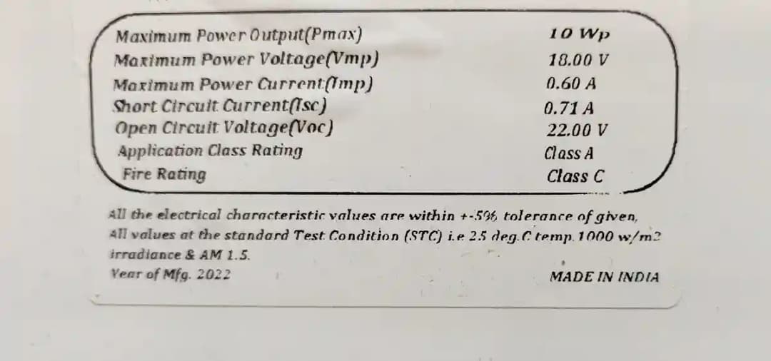 PPIL 12v 10w Solar Panel, Used With Suitable Solar Charge Controller For Home Light And Mobile Charger Application