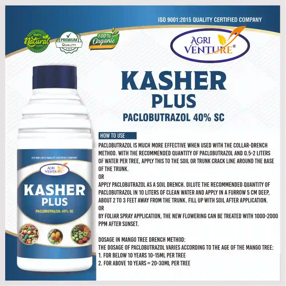 Agriventure KASHER PLUS Paclobutrazol 40% SC Plant Growth Regulator, Suitable For Fuits And Vegetables - Image 3