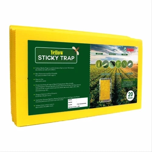 Sagar Biotech Yellow Sticky Trap, Non-Toxic, Waterproof Glue Trap For Effective Pest Control (Pack of 20)