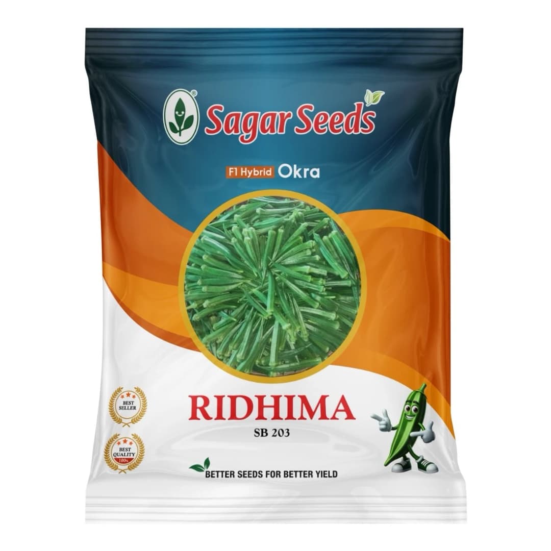 Sagar Ridhima F1 Hybrid Okra Seeds, Virus Tolerant, High Yield, Best for All Seasons