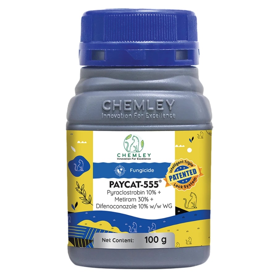 Chemley PAYCAT-555 Pyraclostrobin 10% + Metiram 30% + Difenoconazole 10% WG Fungicide, Triple Action, Superior For Tomato Crops