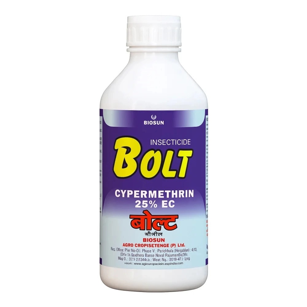 BIOSUN Bolt Cypermethrin 25% EC Insecticide, Broad Spectrum, Effective For Cotton, Paddy And Vegetables Crops
