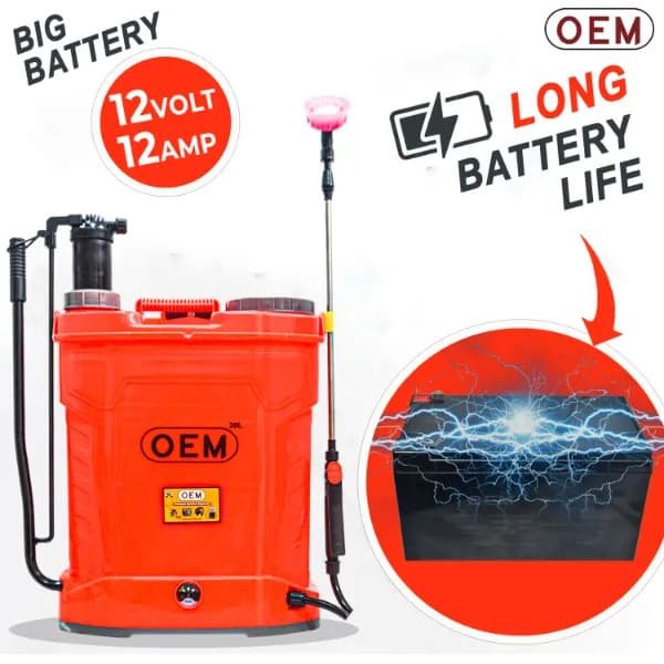 OEM 2 In 1 Battery and Manual Operated 12Vx12A (20L Capacity) Knapsack Sprayer With Free Gun, Heavy Battery, Heavy Copper Motor For High Pressure - Image 4