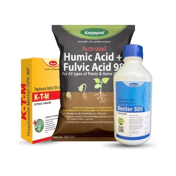 Katyayani Soil Application Combo, Strengthen Roots, Improve Soil Fertility And Protect Crops From Pest (KTM 250gm, Humic Acid 1kg, Doctor-505 1Ltr)