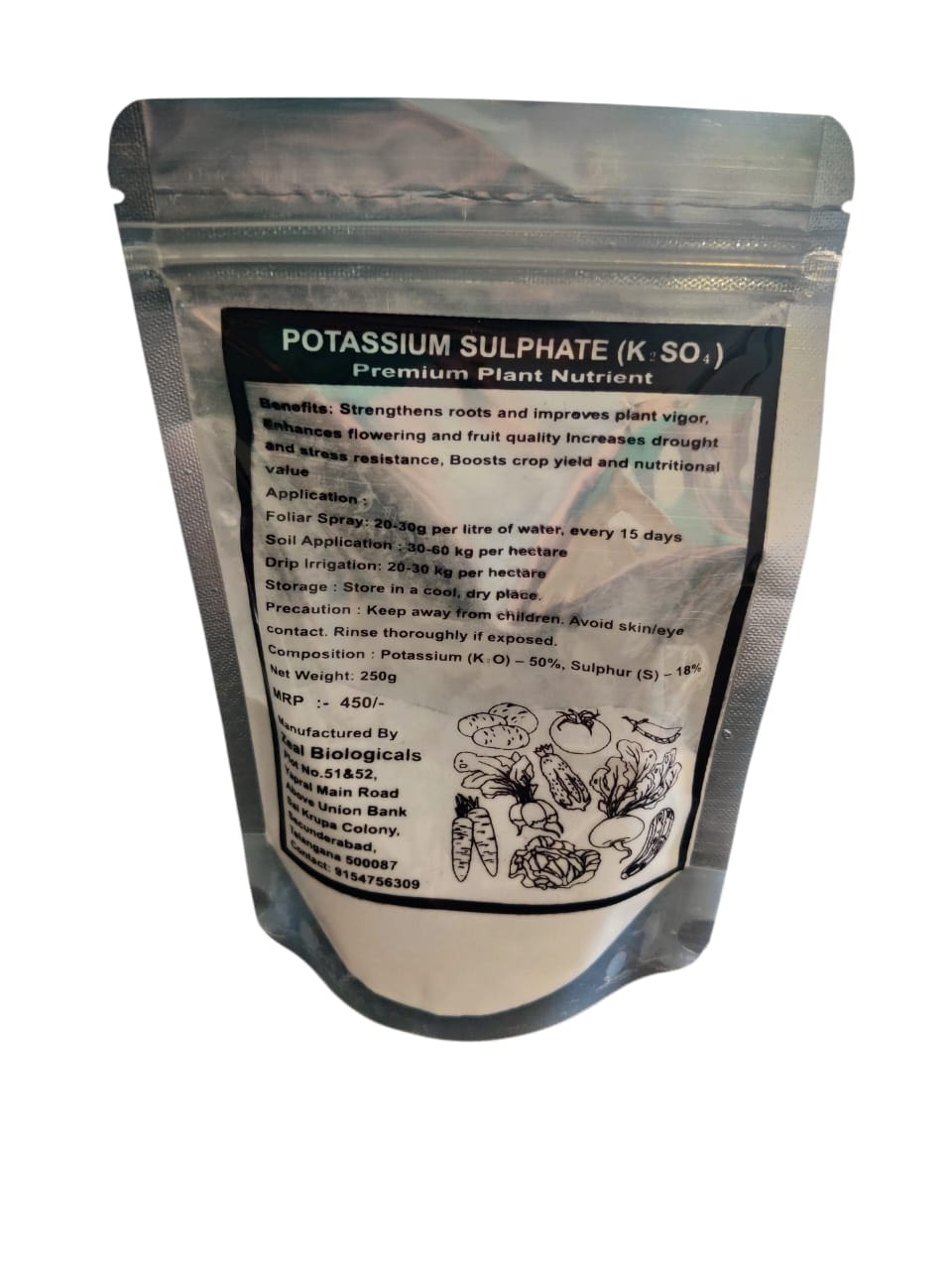 Zeal Biologicals Potassium Sulphate Fertilizer Premium Crop Nutrition for Enhanced Yield, Soil Health, Stress Resistance