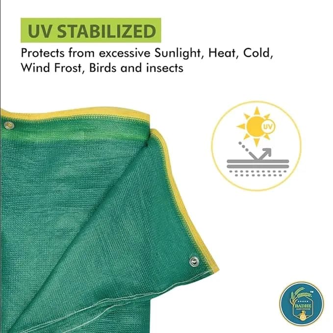 Radhe Green Shade Net 50% Shade, UV Treated Sunshade Cover, Meter (4.8 m x 9.7 m) Foot (16 FT x 32 FT), Easy To Install - Image 7