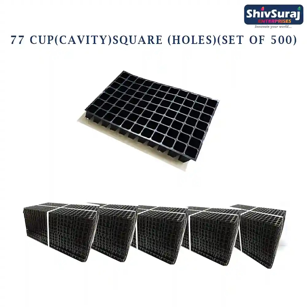 Shivsuraj 77 Cavity Seedling Tray, Square Shape Hole Germination Tray, Nursery Tray For Sowing Seeds