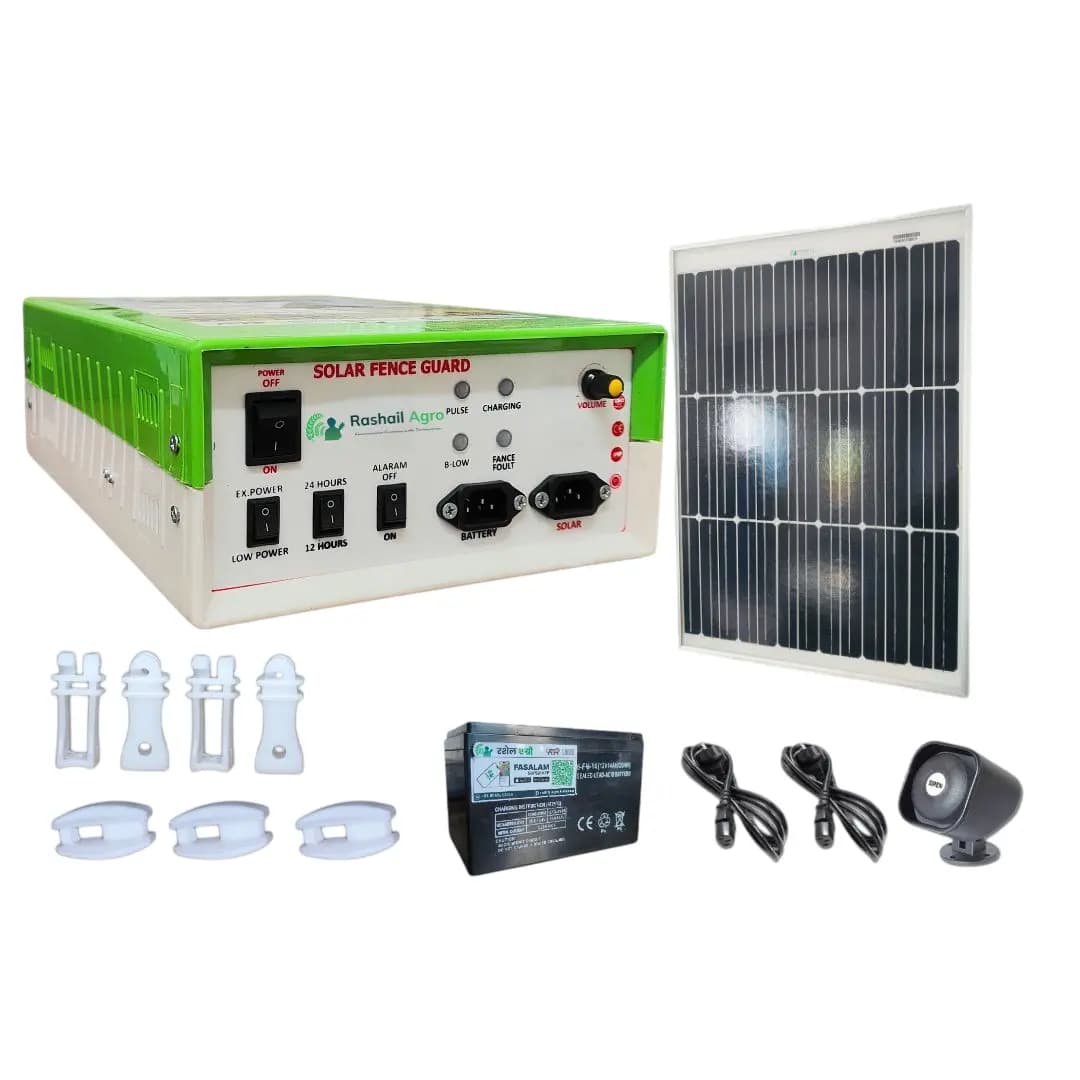 Rashail Solar Zatka Machine Combo Kit 12KV, Farm Fence Solution For Up To 30 Acres (Zatka Machine + Solar Panel + Battery + Insulators Included) - Image 1