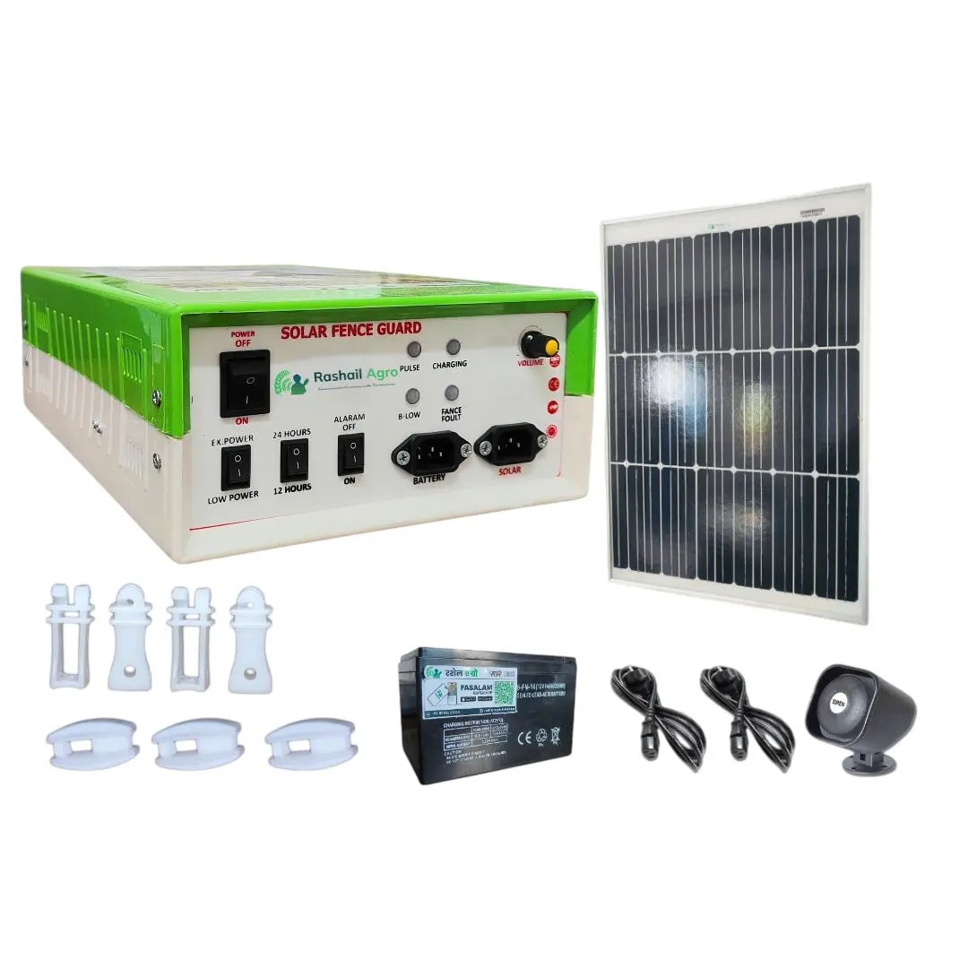 Rashail Solar Zatka Machine Combo Kit 12KV, Farm Fence Solution For Up To 30 Acres (Zatka Machine + Solar Panel + Battery + Insulators Included)